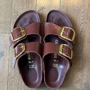Birkenstock brown Sandals with Gold Buckles